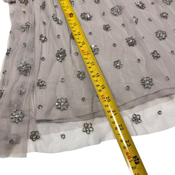 Needle Thread Heavily Beaded Top Sz XS Gray Embellished By Hand Luxury Event - Picture 12 of 16